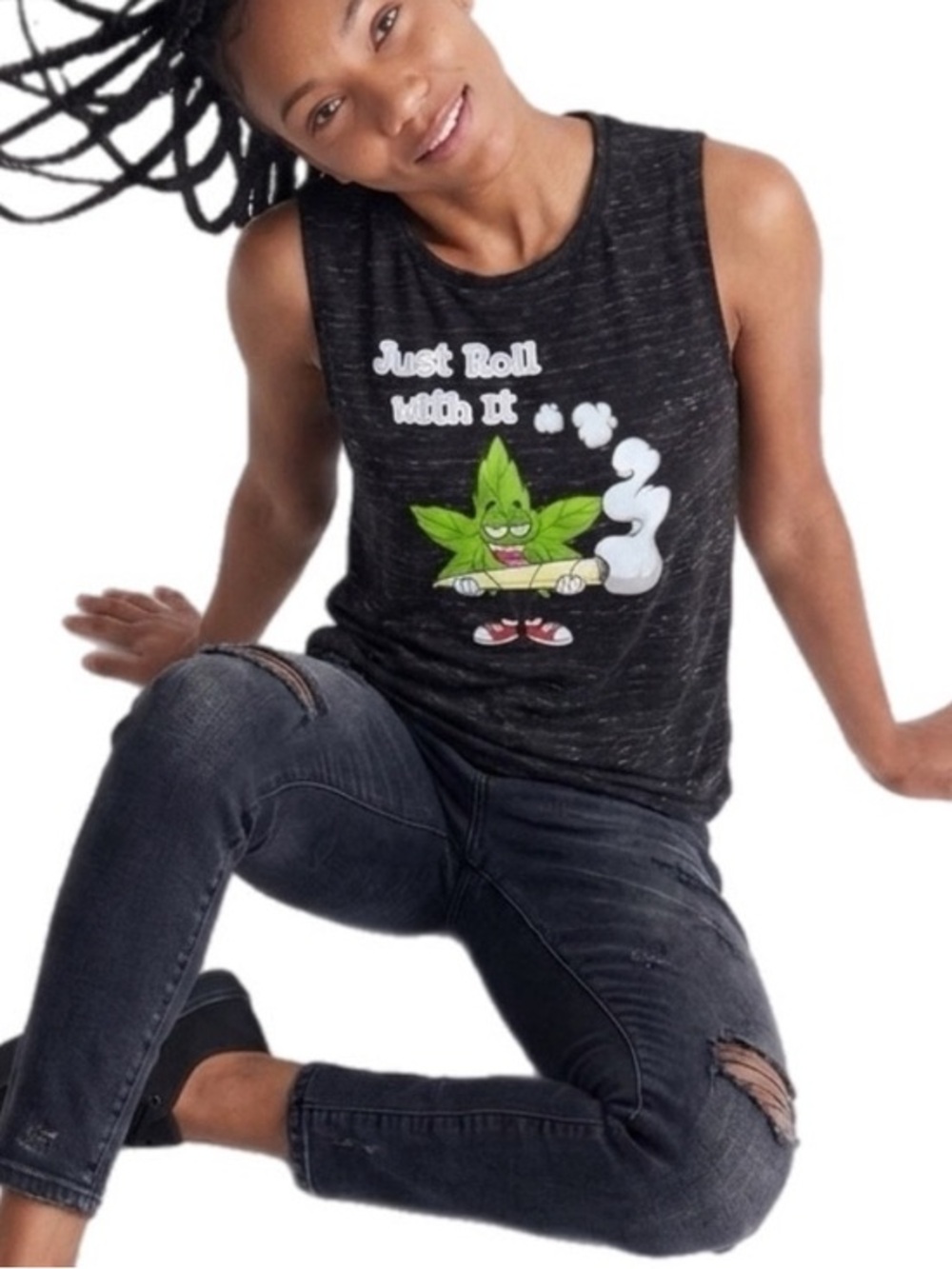 The Blind Medium | Racerback 420 Just Roll It Graphic Tank Top